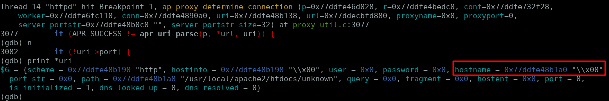 Attempt to inject null byte in hostname via CVE-2024-38476 chain