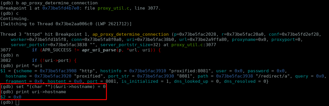 GDB: forcing uri->hostname to NULL